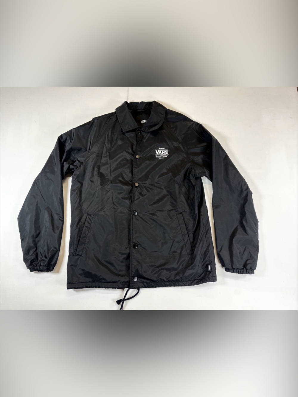 Vans Torrey Black Windbreaker Coach Jacket White Logo Graphic Men’s M